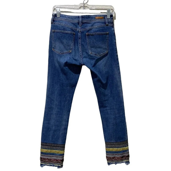 ANTHROPOLOGIE Pilcro Embroidered Cuff Hem Slim Straight Jeans 25 - Picture 2 of 9